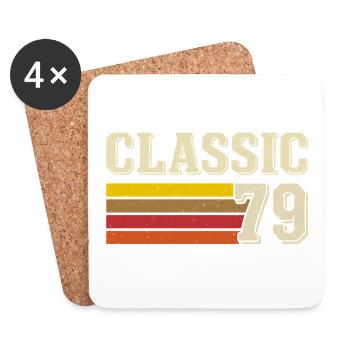 Rétro Classique 79 – Né en 1979 Anniversaire Vintage - Dessous de verre (lot de 4) - blanc - Devant
