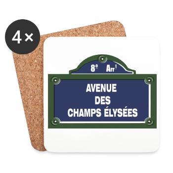Vintage Pariser Straßenbeschilderung Straßenschild - Untersetzer (4er-Set) - Weiß - Vorne