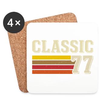 Retro Classic 77 – Geboren 1977 Vintage Geburtstag - Untersetzer (4er-Set) - Weiß - Vorne