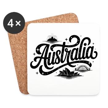 Australie - Conception de souvenirs - Dessous de verre (lot de 4) - blanc - Devant