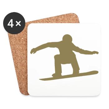 Silhouette de snowboarder Sport d’hiver Neige - Dessous de verre (lot de 4) - blanc - Devant