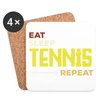 Tennis Player Eat Sleep Tennis Repeat - Coasters (set of 4) - white - Front