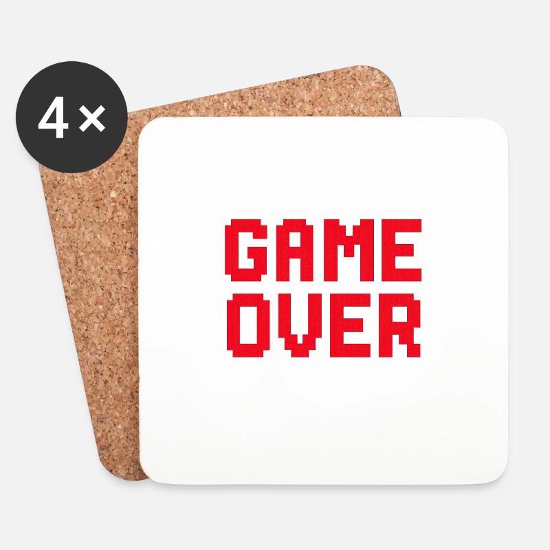 Retro Pixel Game Over Grafik - Untersetzer (4er-Set) - Weiß