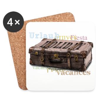 Vintage Koffer mit Reisewortschatz - Untersetzer (4er-Set) - Weiß - Vorne