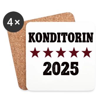 Apprentissage de fin de profession de confiseur 2025 réussi - Dessous de verre (lot de 4) - blanc - Devant