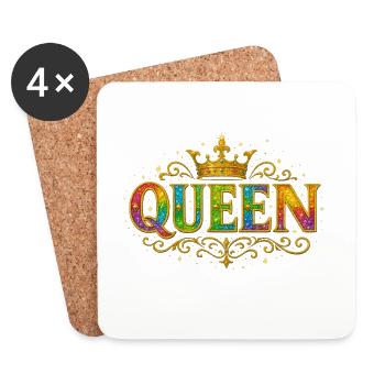 Design doré scintillant semblable à une reine - Dessous de verre (lot de 4) - blanc - Devant