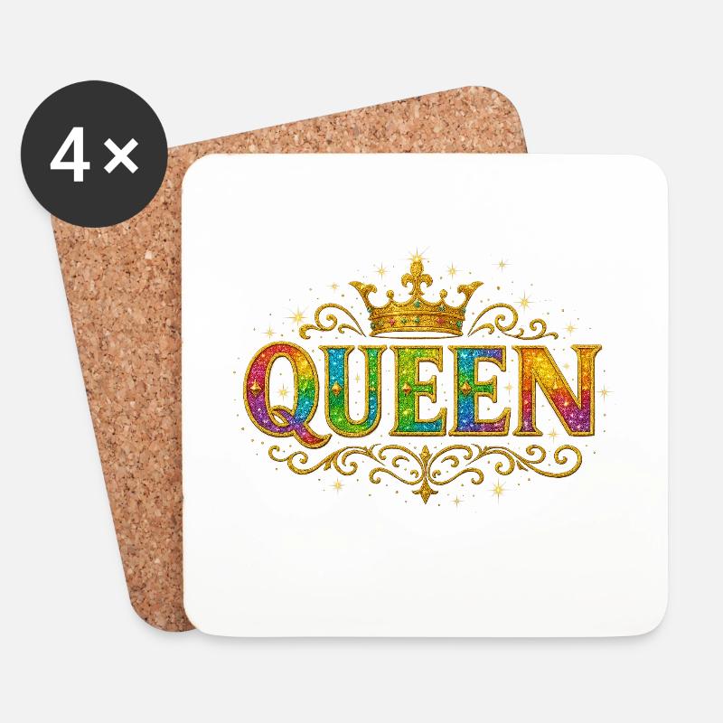 Königinnenhaftes Glitzergold Design - Untersetzer (4er-Set) - Weiß