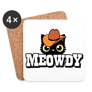 Chat avec un chapeau de cow-boy et une pancarte - Dessous de verre (lot de 4) - blanc - Devant