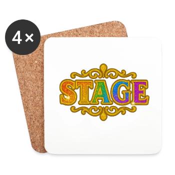 STAGE Bühnen-Motiv mit buntem Glanz - Untersetzer (4er-Set) - Weiß - Vorne
