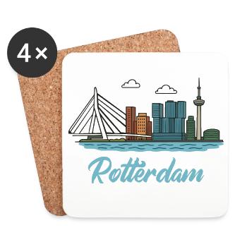 Stadtsilhouette von Rotterdam im Dockland-Stil - Untersetzer (4er-Set) - Weiß - Vorne