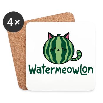 Drôle de miajou d’eau chat melon amis - Dessous de verre (lot de 4) - blanc - Devant