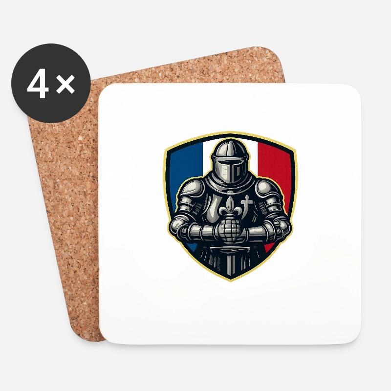 Logo der patriotischen Frankreich-Flagge - Untersetzer (4er-Set) - Weiß