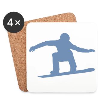 Silhouette de snowboarder Sport d’hiver Neige - Dessous de verre (lot de 4) - blanc - Devant