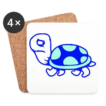 Schildkröte Angst schüchtern traurig unglücklich - Untersetzer (4er-Set) - Weiß - Vorne