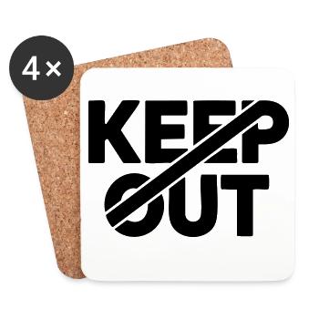Keep Out Warning Sign - Coasters (set of 4) - white - Front