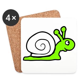 Snail Shell Cute Cute Happy Cool - Coasters (set of 4) - white - Front