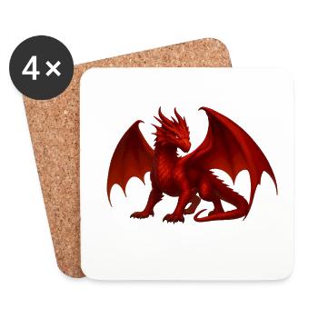 Feuerdrache – Kraft & Transformation - Untersetzer (4er-Set) - Weiß - Vorne