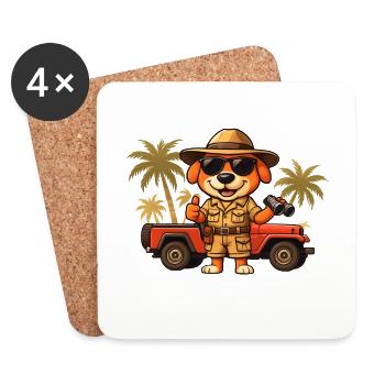 Safari Safari Jeep Dog - Coasters (set of 4) - white - Front