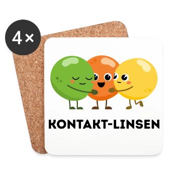 Kontakt-Linsen – Lustiges Wortspiel - Untersetzer (4er-Set) - Weiß - Vorne