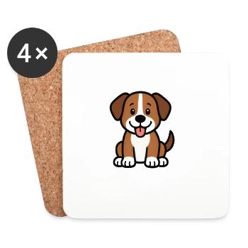 Hund - Untersetzer (4er-Set) - Weiß - Vorne