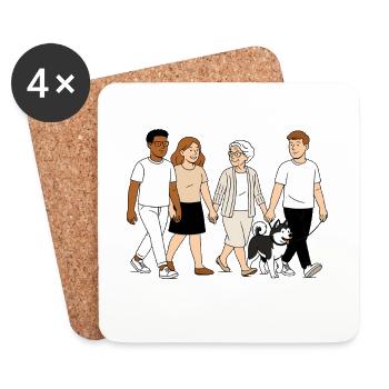 Mamie Karin en famille - Dessous de verre (lot de 4) - blanc - Devant