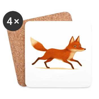 Laufender roter Fuchs - Untersetzer (4er-Set) - Weiß - Vorne