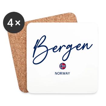 Bergen - Norway Flag Lettering - Norge - Norwegen - Untersetzer (4er-Set) - Weiß - Vorne