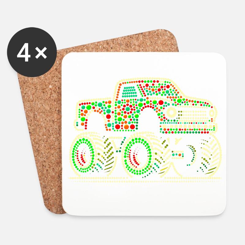 Fleckiges Hemd Beadwork Monster Truck - Untersetzer (4er-Set) - Weiß