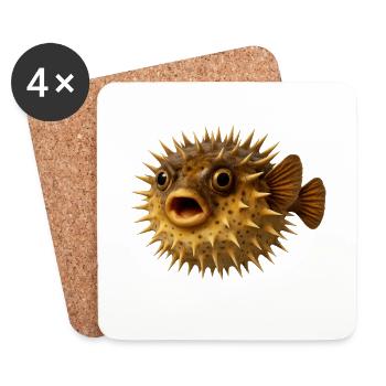 Spiny Fish Underwater Pattern - Coasters (set of 4) - white - Front