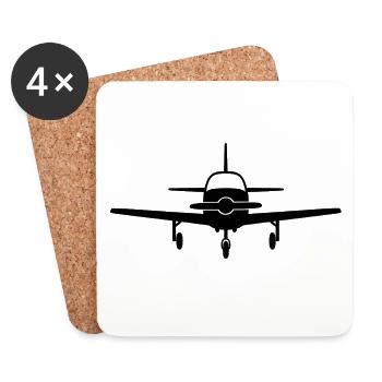 Silhouette d’avion frontal - Dessous de verre (lot de 4) - blanc - Devant