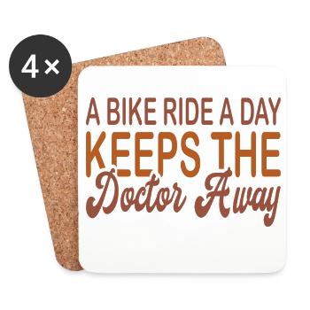 Bike ride a day keeps doc away - Untersetzer (4er-Set) - Weiß - Vorne