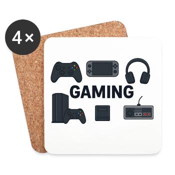Retro Gaming Silhouetten - Untersetzer (4er-Set) - Weiß - Vorne
