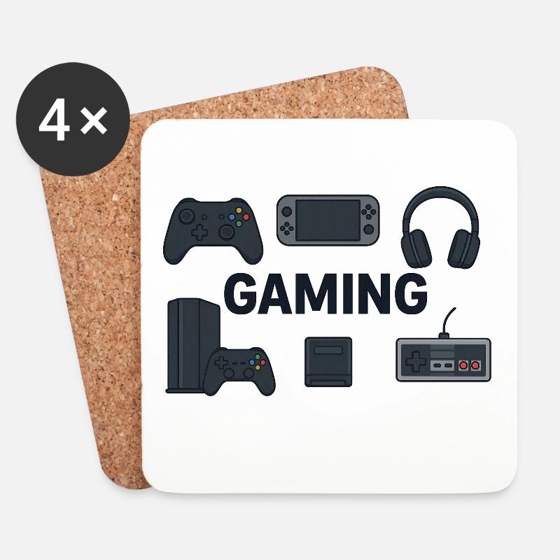 Retro Gaming Silhouetten - Untersetzer (4er-Set) - Weiß