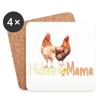 Hühner Mama Muttertag Mutterschaft Mama Elternteil - Untersetzer (4er-Set) - Weiß - Vorne