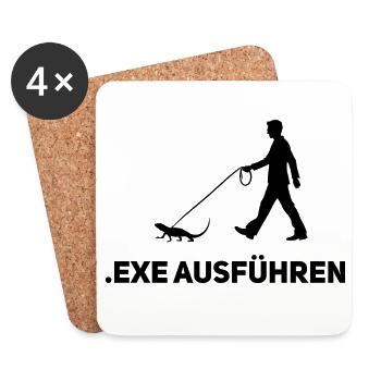 .EXE ausführen – Lustiges Informatiker Shirt - Untersetzer (4er-Set) - Weiß - Vorne