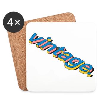 Vintage Retro 3D Typography Design - Untersetzer (4er-Set) - Weiß - Vorne