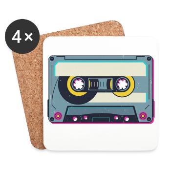 Retro Kassette - Untersetzer (4er-Set) - Weiß - Vorne