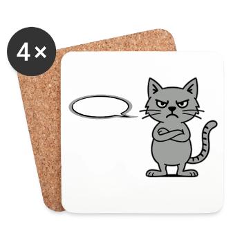 Skeptical Cat NOPE Statement - Coasters (set of 4) - white - Front
