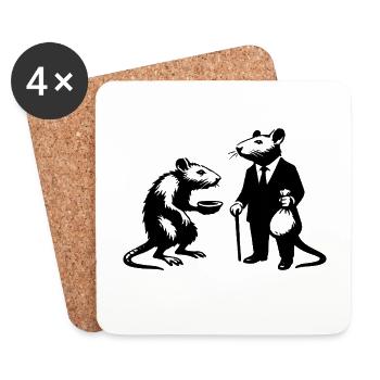 Arm vs. Reich | StreetArt-Banksy-Style - Untersetzer (4er-Set) - Weiß - Vorne