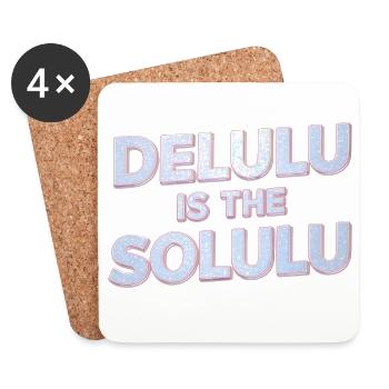 Delulu Is The Solulu 3D Silver Typography - Coasters (set of 4) - white - Front