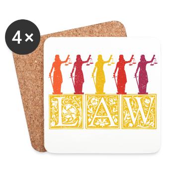 Justitia Anwalt Anwältin Gesetz Vintage Retro - Untersetzer (4er-Set) - Weiß - Vorne