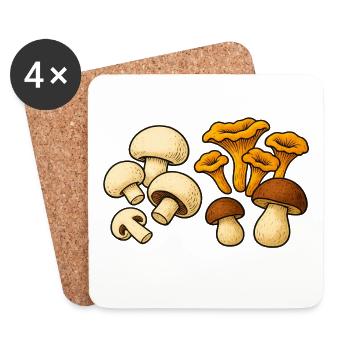 Waldpilze Mix Illustration - Untersetzer (4er-Set) - Weiß - Vorne