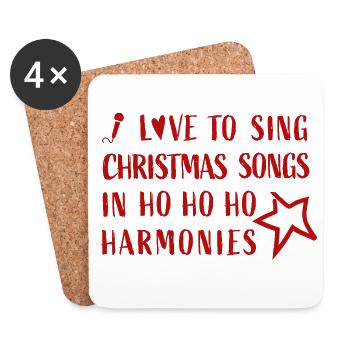 I love to sing Christmas Songs in Hohoho Harmonies - Untersetzer (4er-Set) - Weiß - Vorne