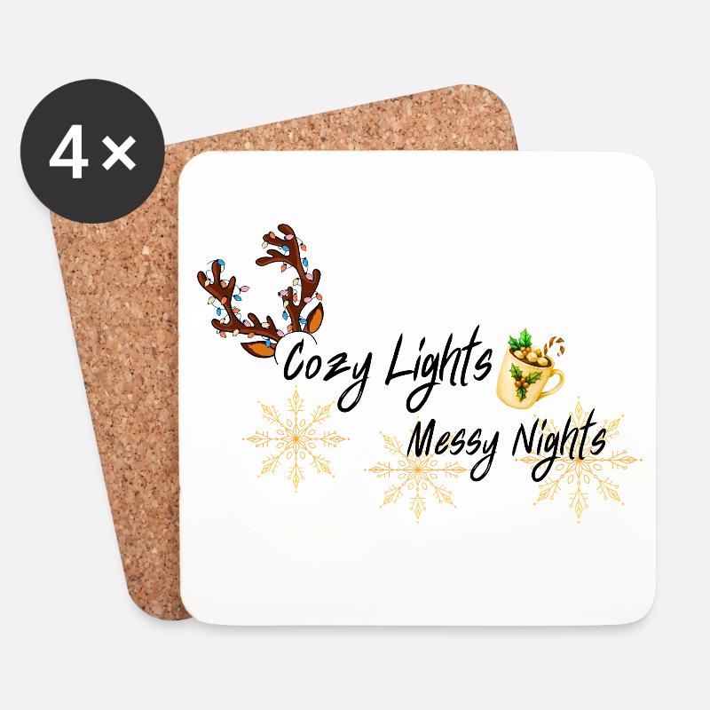 Goldene Schneeflocken Gemütlicher Becher Design - Untersetzer (4er-Set) - Weiß