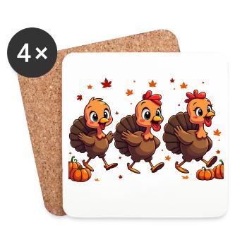 Bébé dinde de Thanksgiving - Dessous de verre (lot de 4) - blanc - Devant