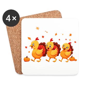 Bébé dinde de Thanksgiving - Dessous de verre (lot de 4) - blanc - Devant