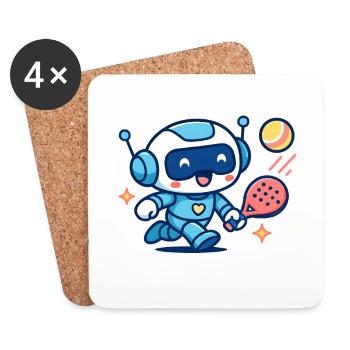 Kawaii Futuristischer blauer Tennisroboter - Untersetzer (4er-Set) - Weiß - Vorne