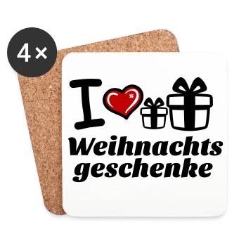 I Love Weihnachtsgeschenke  - Untersetzer (4er-Set) - Weiß - Vorne