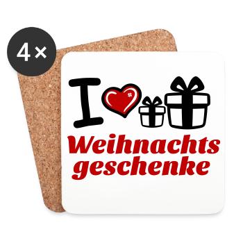 I Love Weihnachtsgeschenke  - Untersetzer (4er-Set) - Weiß - Vorne