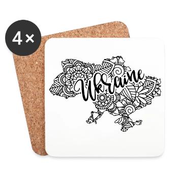 Ukraine Karte Mandala Kiew Slawische Kultur - Untersetzer (4er-Set) - Weiß - Vorne
